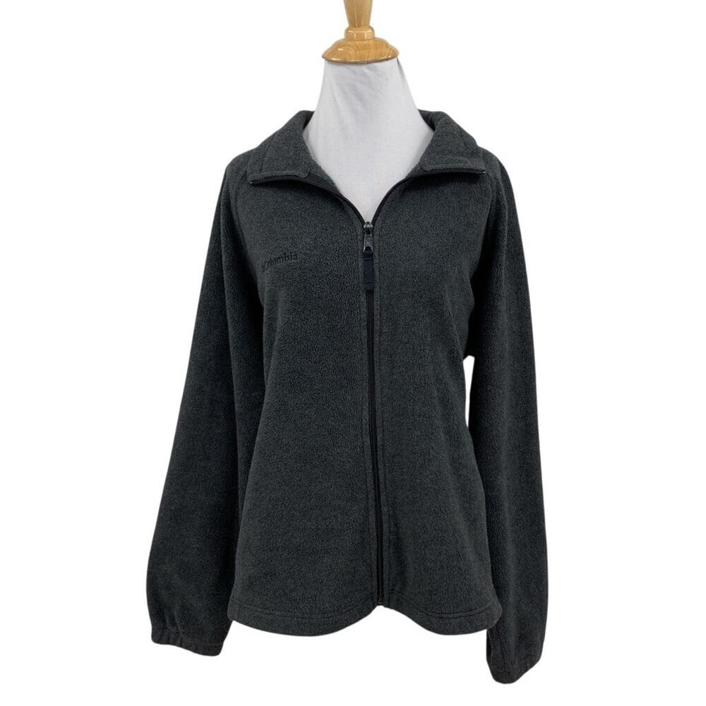 Columbia Jacket Womens Extra Large Gray Fleece Full Zip Long Sleeve Mock Neck